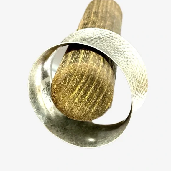 Chico's Hammered Silver Tone Wide Cuff Bracelet NWT - Picture 5 of 5